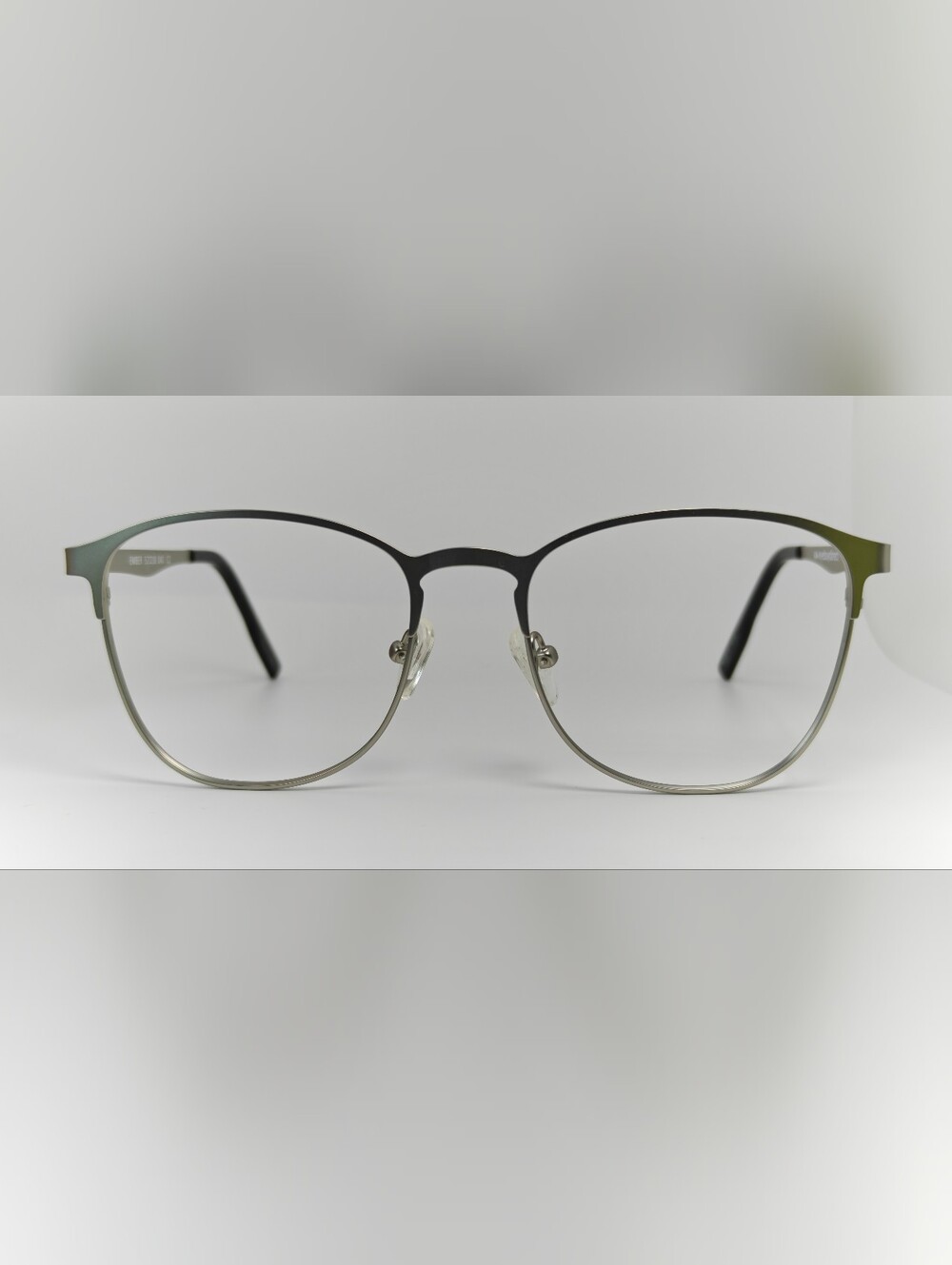 Men's Brushed Silver  Metal Frame Eyeglasses. Layered Features.